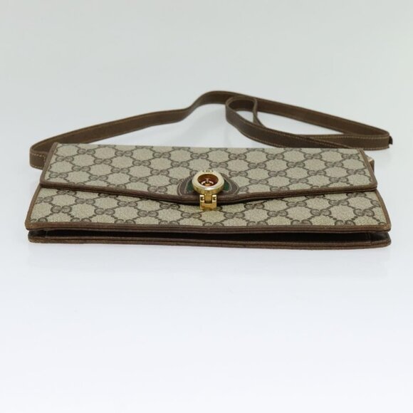 GUCCI GG Supreme Web Sherry Line Shoulder Bag PVC Beige Gold Auth - Picture 7 of 16